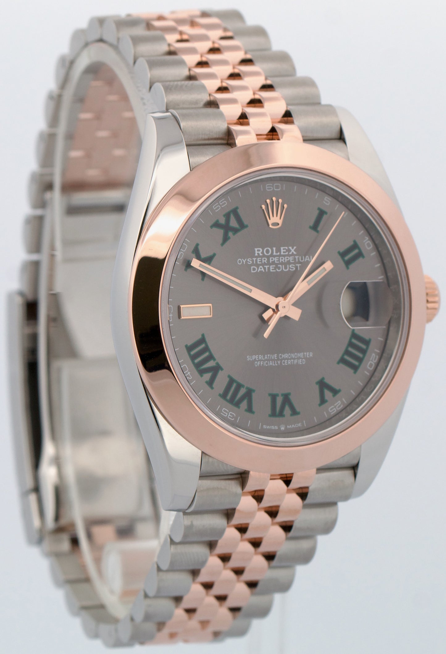 PAPERS Rolex DateJust 41mm WIMBLEDON 18K Rose Steel JUBILEE Smooth 126301 BOX