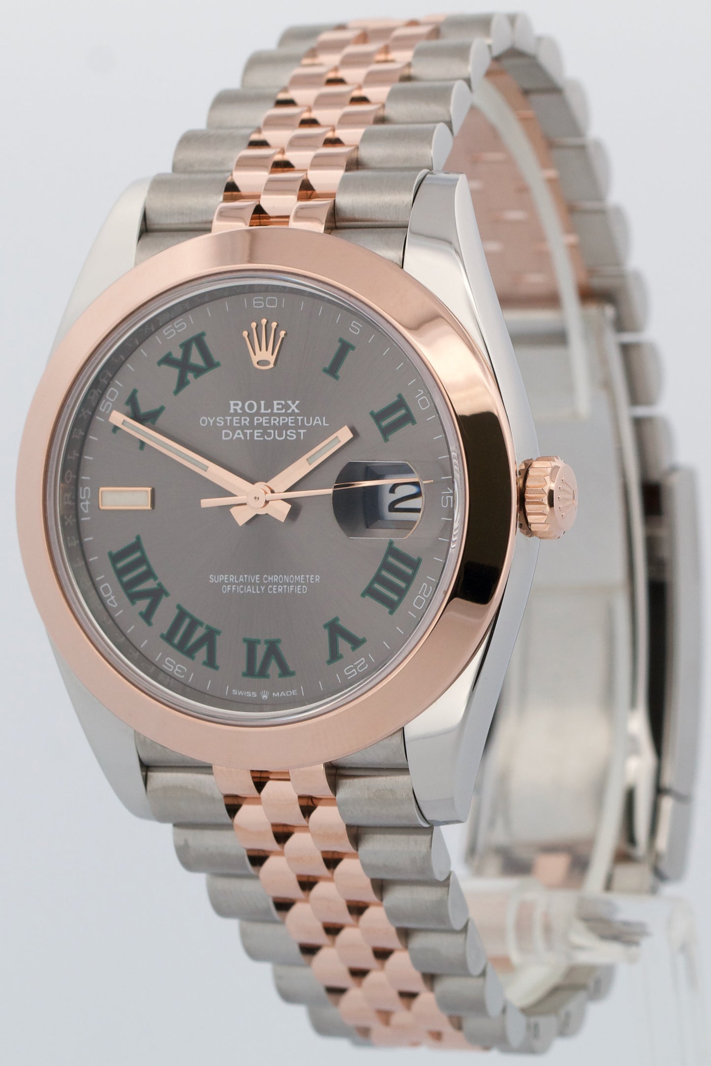 PAPERS Rolex DateJust 41mm WIMBLEDON 18K Rose Steel JUBILEE Smooth 126301 BOX