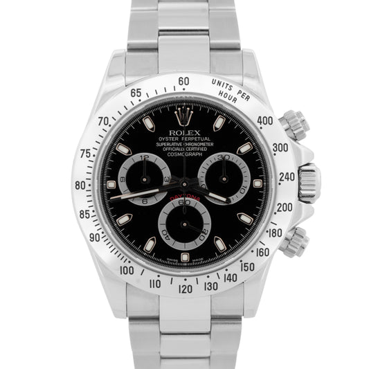 UNPOLISHED PAPERS Rolex Daytona Cosmograph Steel Black 40mm Watch 116520 BOX