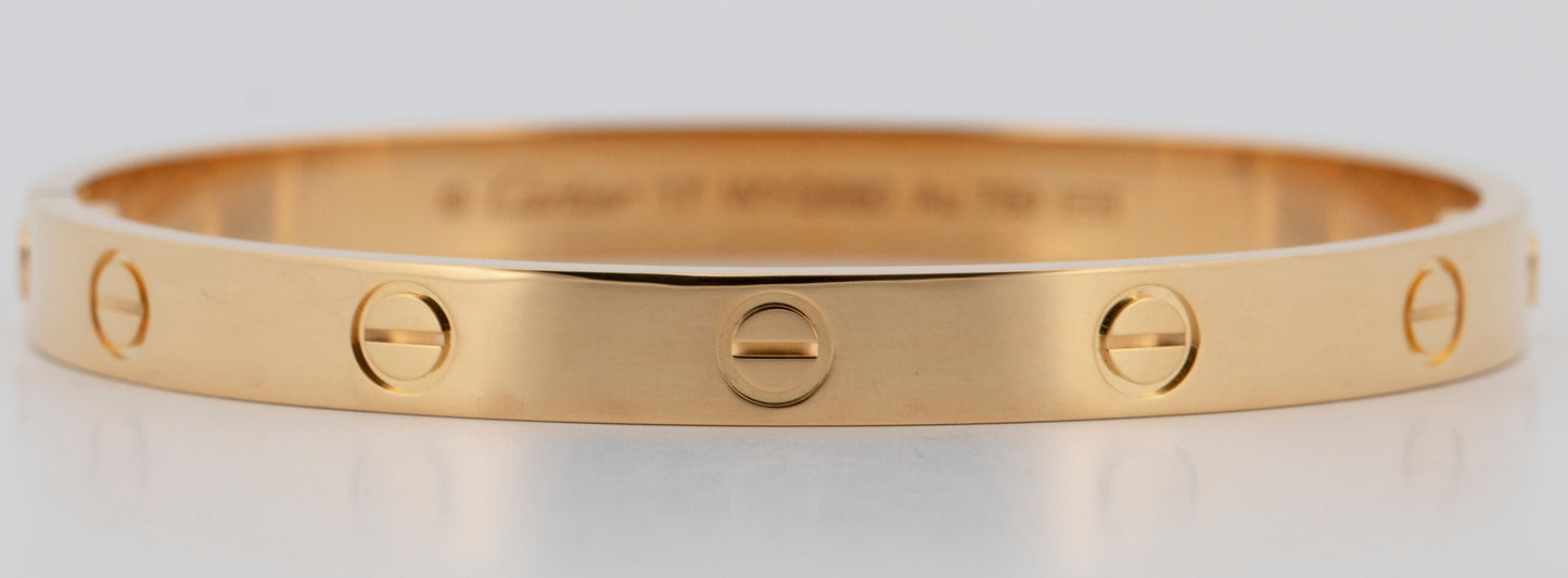 2024 Cartier Love Bracelet Size 17 18K Yellow Gold Box Papers