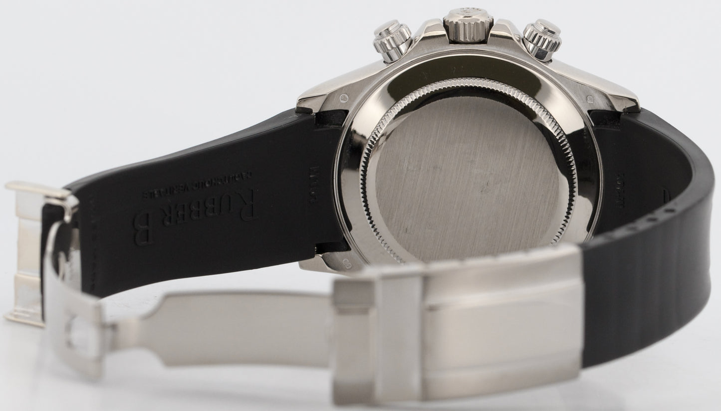 Rolex Daytona Cosmograph BLACK DIAMOND 18K White Gold RUBBER 40mm Watch 116519