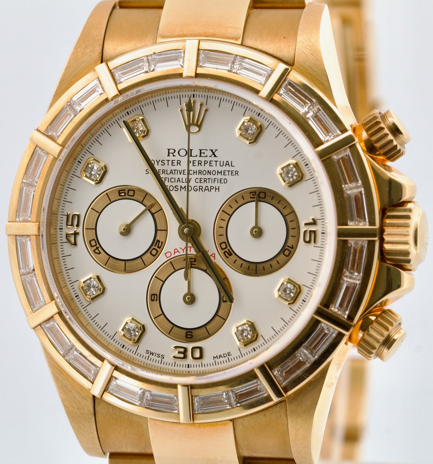1999 TOP CONDITION PAPERS Rolex Daytona FACTORY BAGUETTE 18K GOLD 16568 BOX
