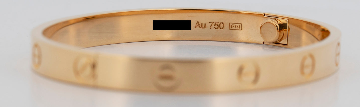 2024 Cartier Love Bracelet Size 17 18K Yellow Gold Box Papers