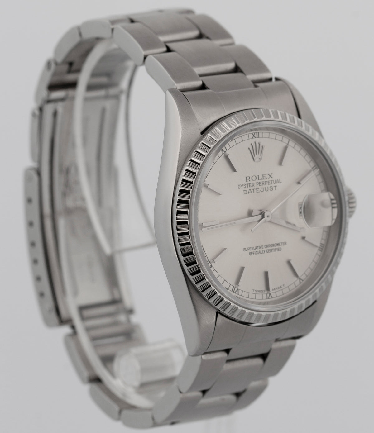 Rolex DateJust 16220 Silver Stainless Steel Patina 36mm Oyster Watch