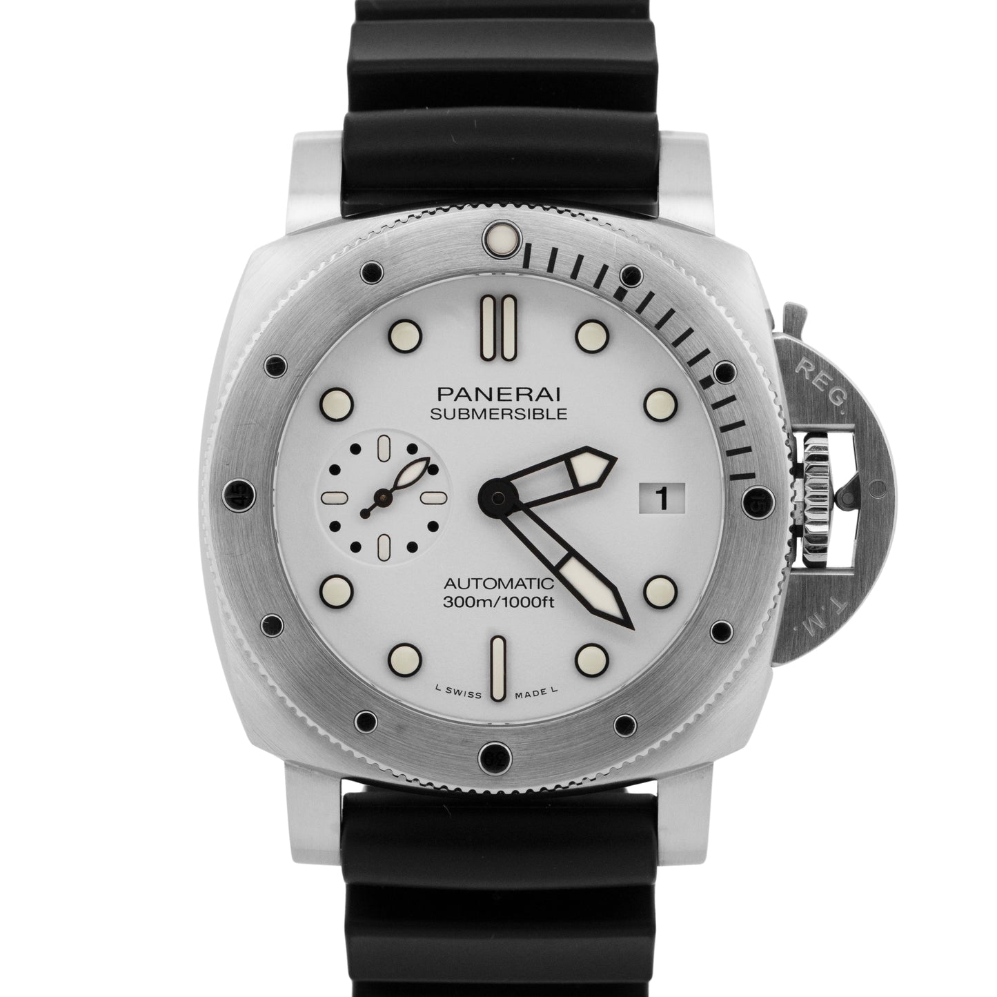 PAPERS Panerai Submersible Bianco WHITE 42mm Automatic Rubber PAM02223 BOX