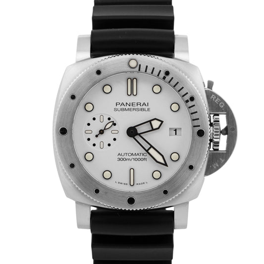 PAPERS Panerai Submersible Bianco WHITE 42mm Automatic Rubber PAM02223 BOX