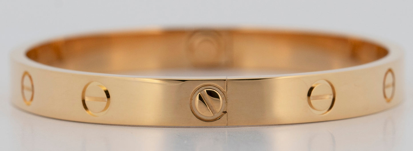 2024 Cartier Love Bracelet Size 17 18K Yellow Gold Box Papers