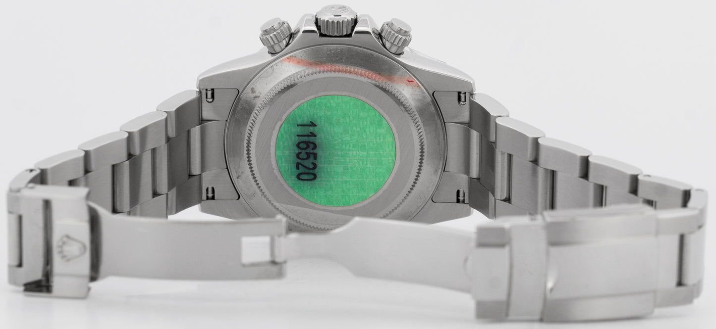 UNPOLISHED PAPERS Rolex Daytona Cosmograph Steel Black 40mm Watch 116520 BOX