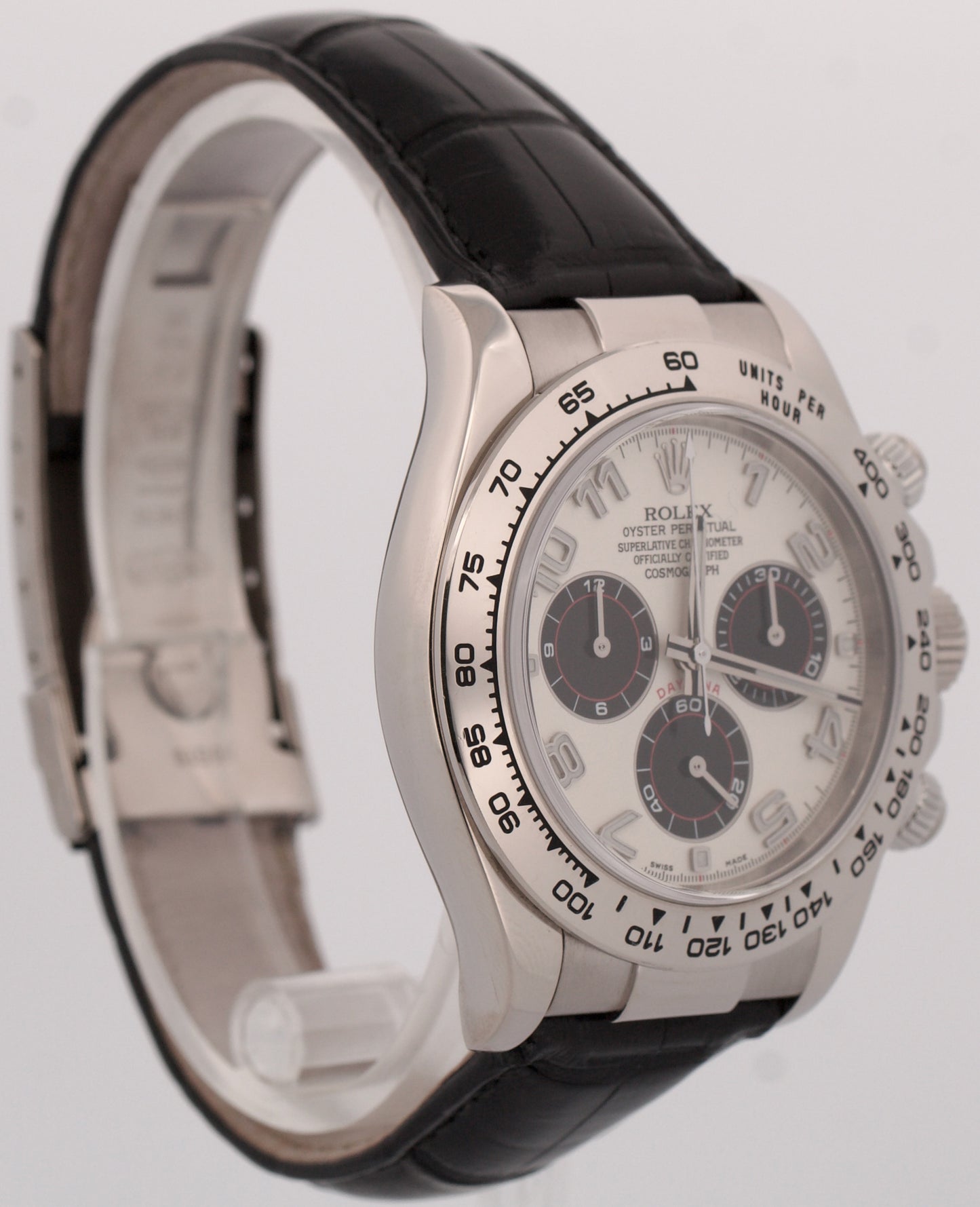 Rolex Daytona Cosmograph PANDA RACING 18K White Gold Leather 40mm Watch 116519