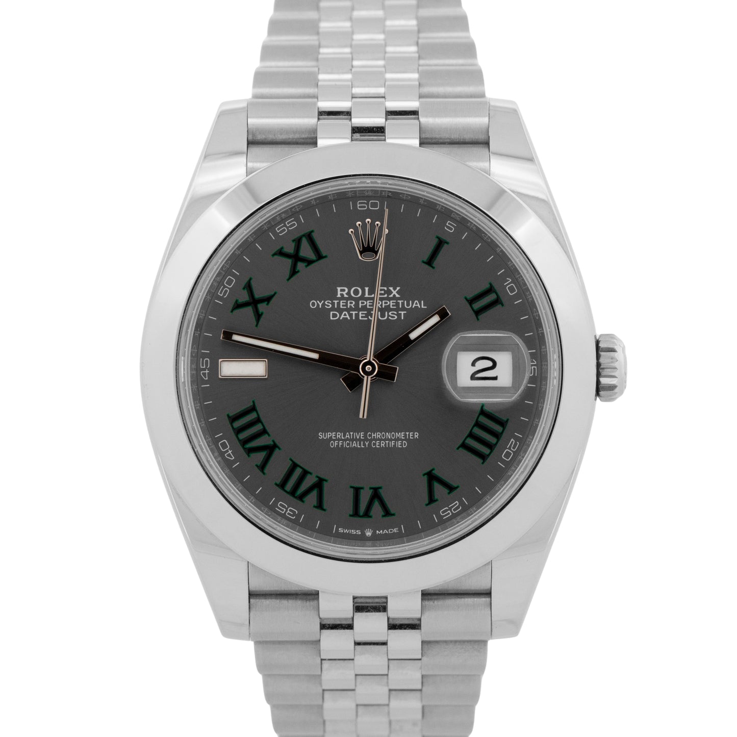 2025 PAPERS Rolex DateJust WIMBLEDON Rhodium Steel 41mm JUBILEE Watch 126300 BOX