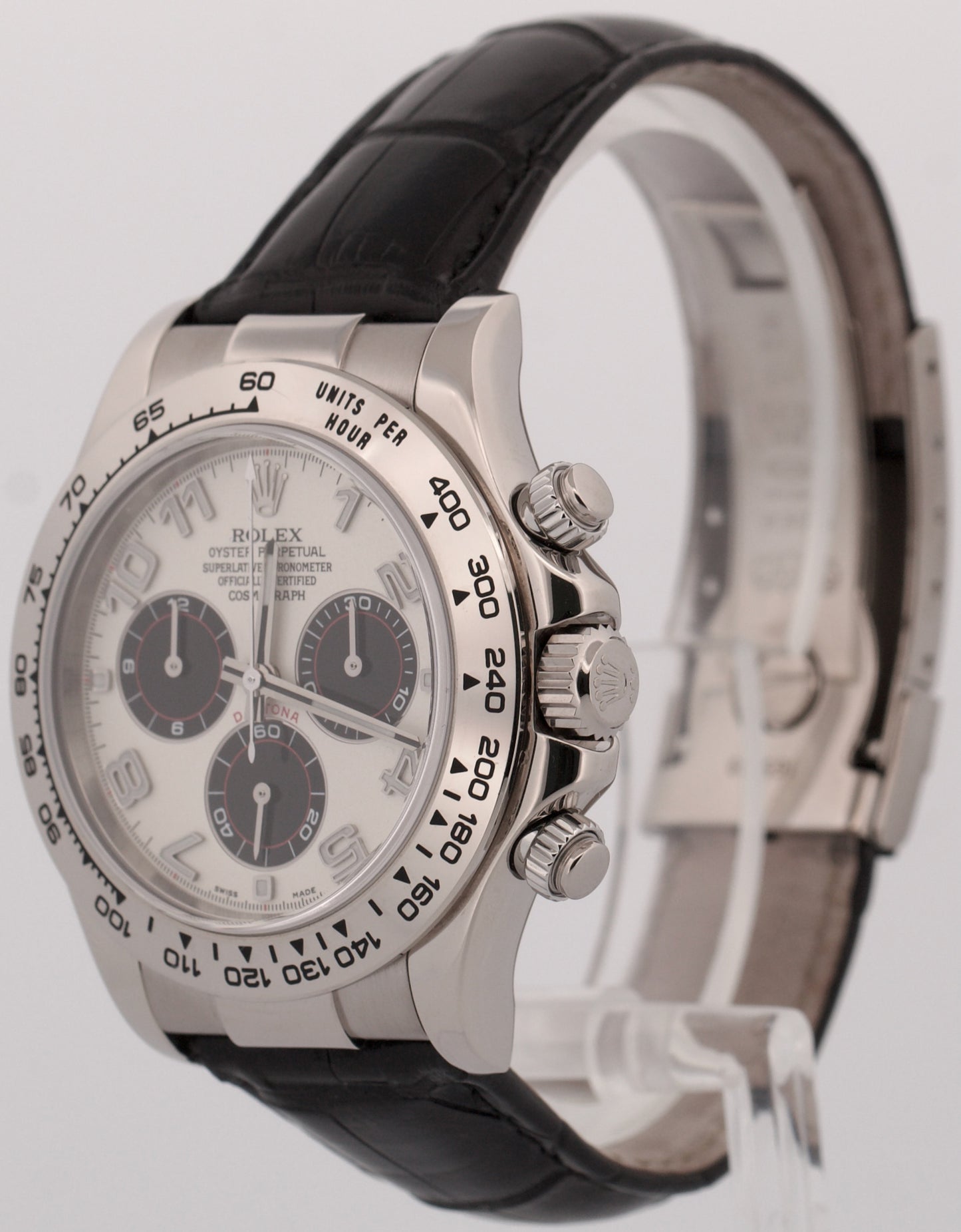 Rolex Daytona Cosmograph PANDA RACING 18K White Gold Leather 40mm Watch 116519