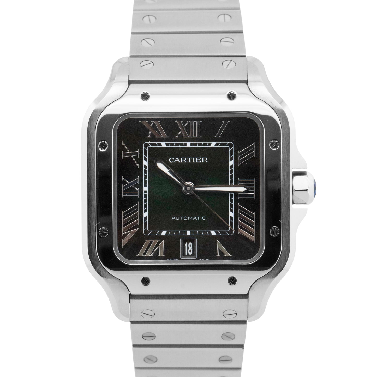 Cartier Santos de Cartier Large 4072 / WSSA0062 Green Steel 39.8mm Box Papers
