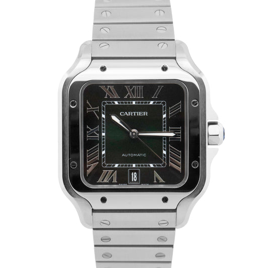 Cartier Santos de Cartier Large 4072 / WSSA0062 Green Steel 39.8mm Box Papers