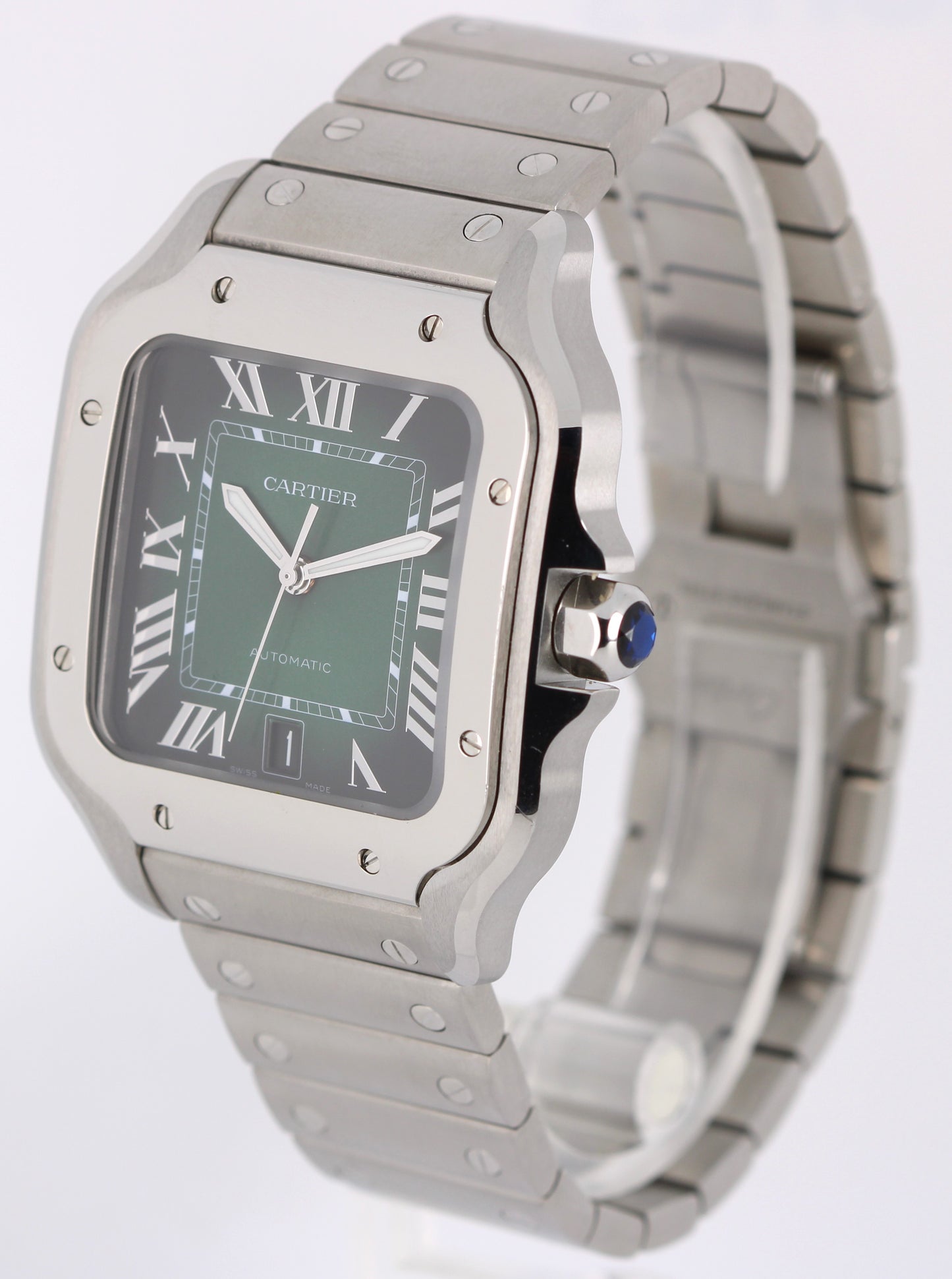 Cartier Santos-Dumont Large PAPERS Steel GREEN  39.8mm WSSA0062 4072 Watch BOX