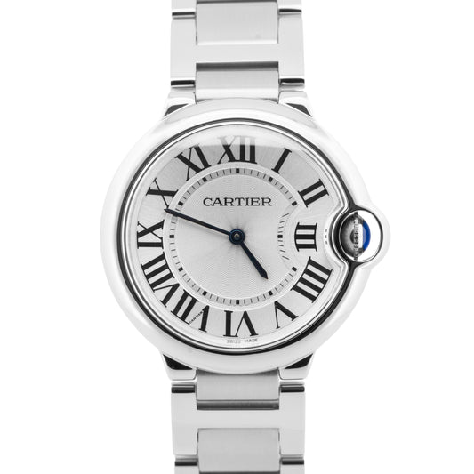 Cartier Ballon Bleu 36mm Stainless Steel Silver Quartz Watch 3005 / W69011Z4