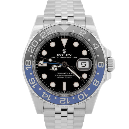PAPERS Rolex GMT-Master II BATGIRL 40mm Blue Black Steel JUBILEE 126710 BLNR BOX