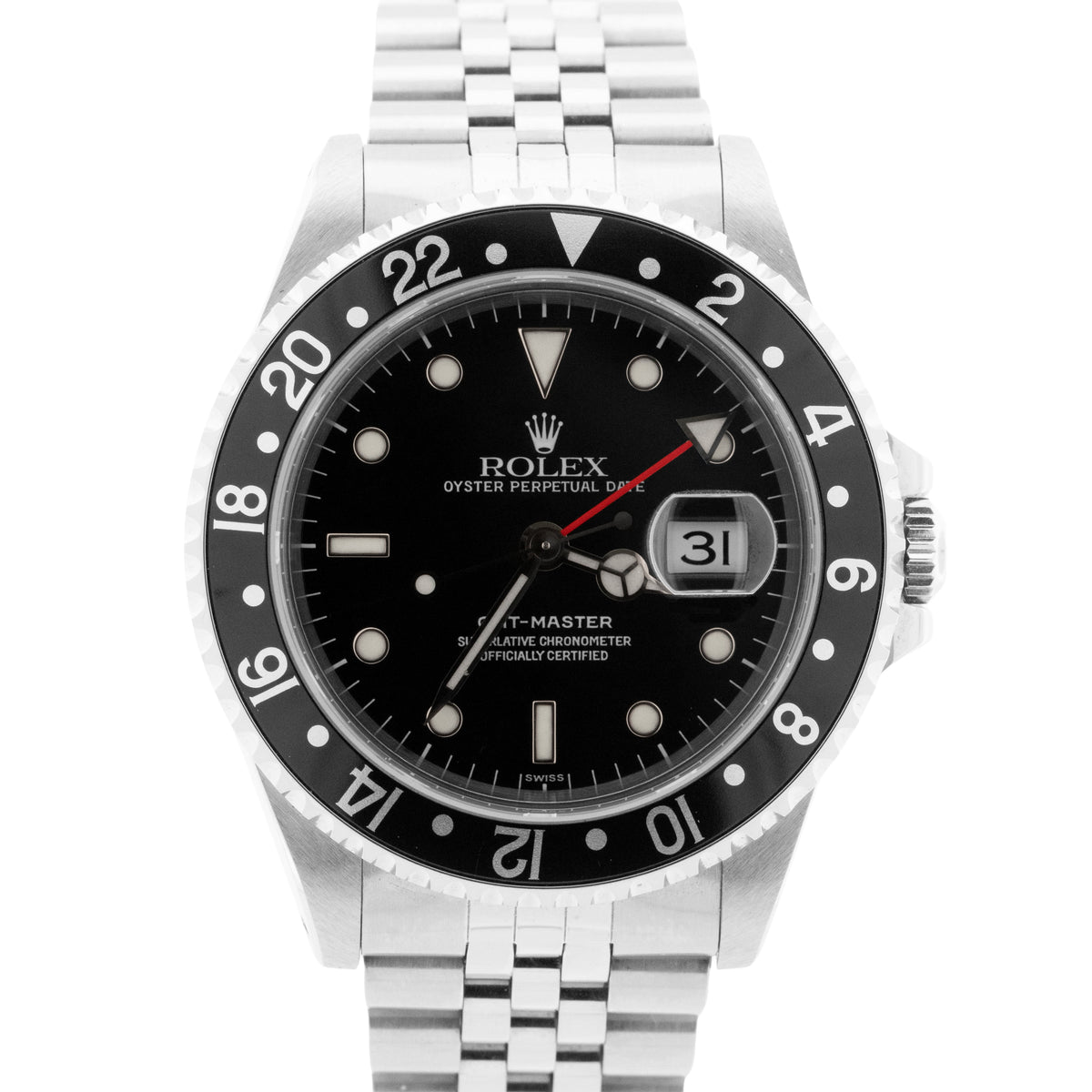 NOS 2000 Rolex GMT-Master 16700 Black Steel Jubilee 40mm Watch Box Papers