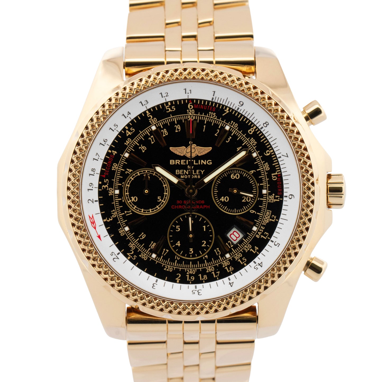 Breitling Bentley Black 30 Second Chronograph 18K Yellow Gold K25362 48mm Watch