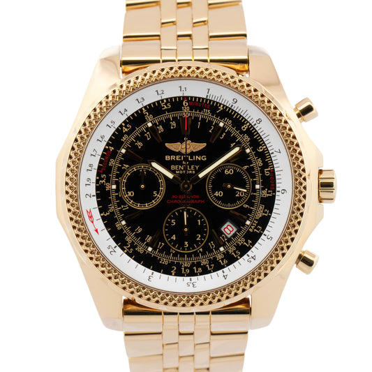 Breitling Bentley Black 30 Second Chronograph 18K Yellow Gold K25362 48mm Watch