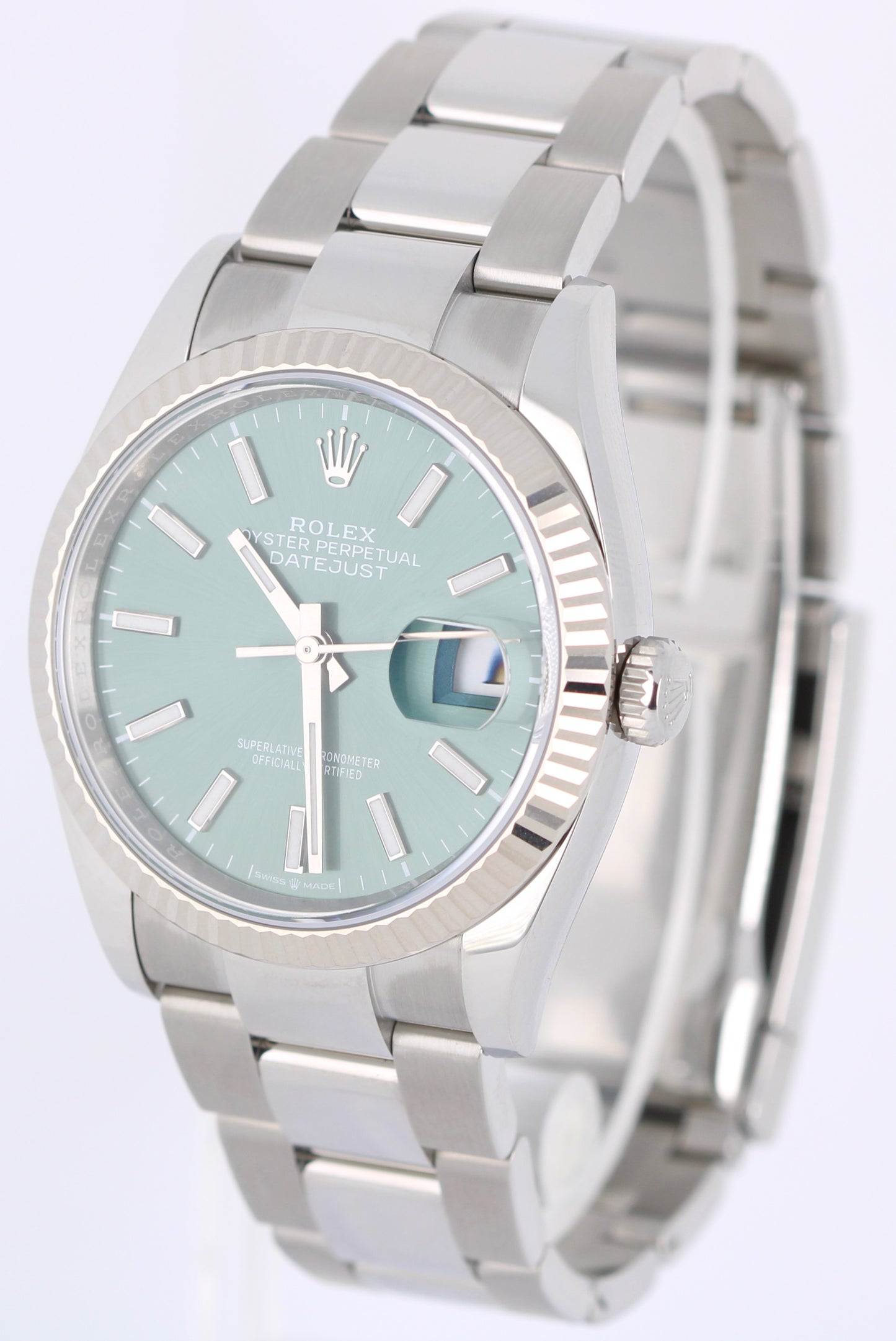 MAY 2026 PAPERS Rolex DateJust Steel Green 36mm 126234 Fluted Watch BOX