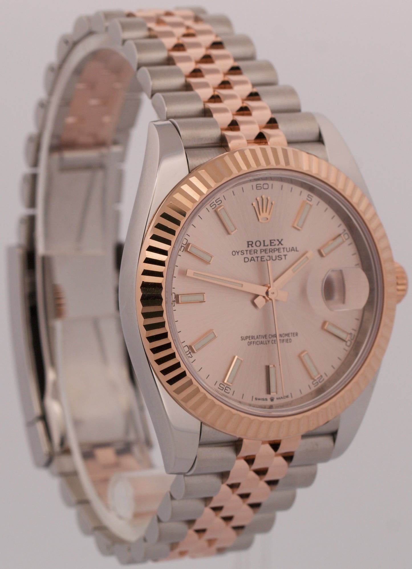 2023 PAPERS Rolex DateJust 41mm SUNDUST PINK 18K Gold Steel JUBILEE 126331 BOX