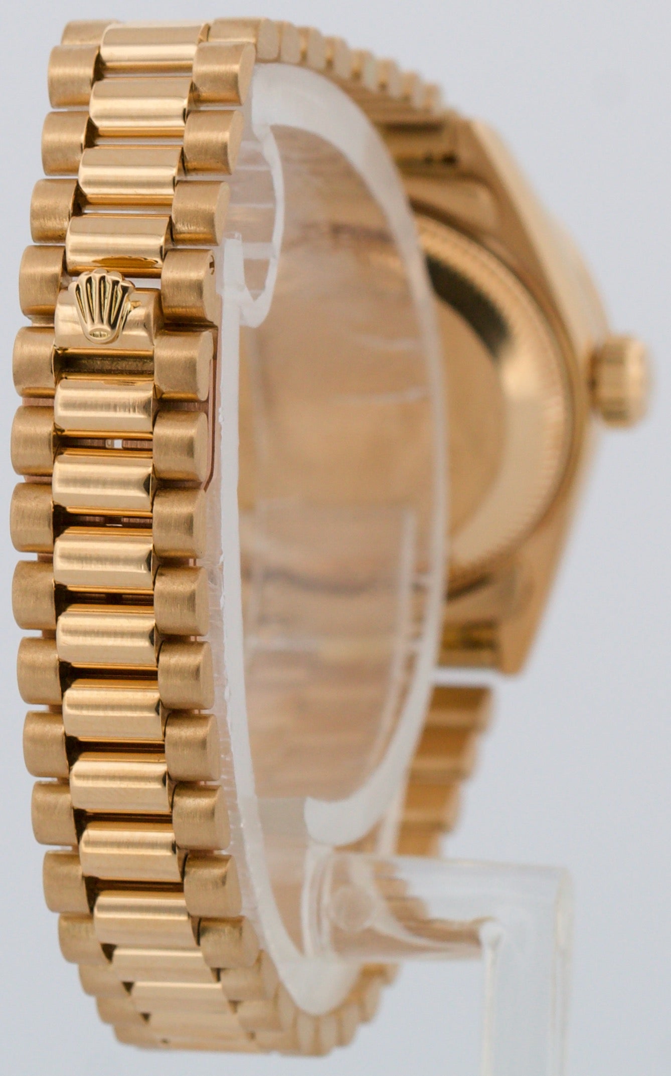 Ladies Rolex DateJust President 26mm Champagne DIAMOND BEZEL 18K Gold 69178 BOX