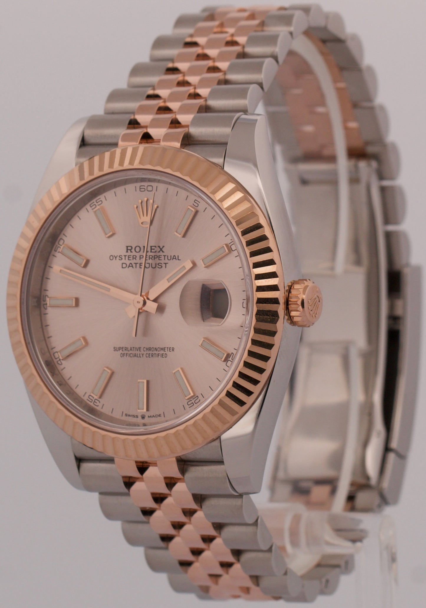 2023 PAPERS Rolex DateJust 41mm SUNDUST PINK 18K Gold Steel JUBILEE 126331 BOX