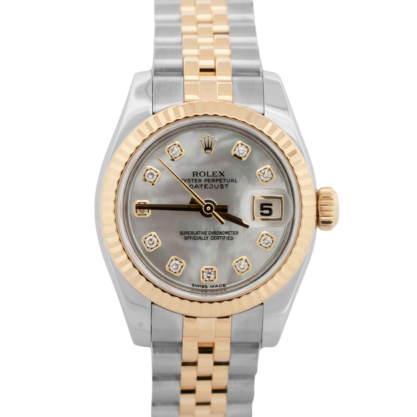 Rolex DateJust Two-Tone MOP DIAMOND Yellow Gold Steel Jubilee 26mm 179173 Watch