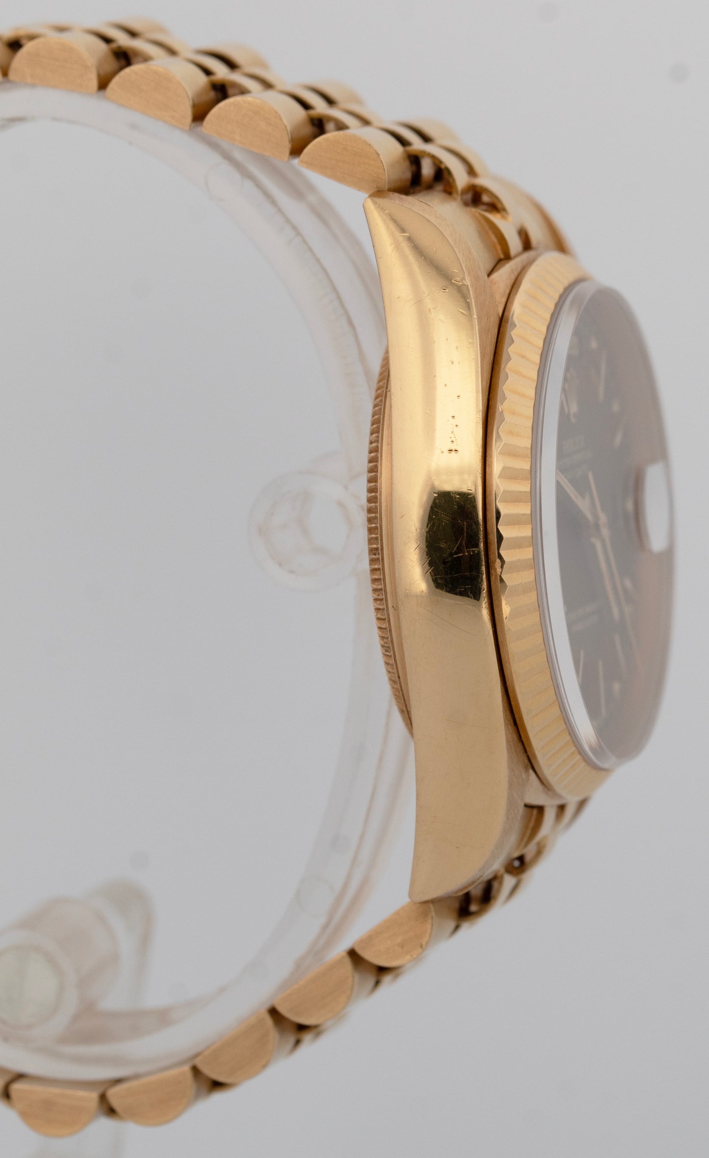 UNPOLISHED Rolex Day-Date CANDLESTICK PATINA DIAL Jubilee Gold 36mm Watch 18038