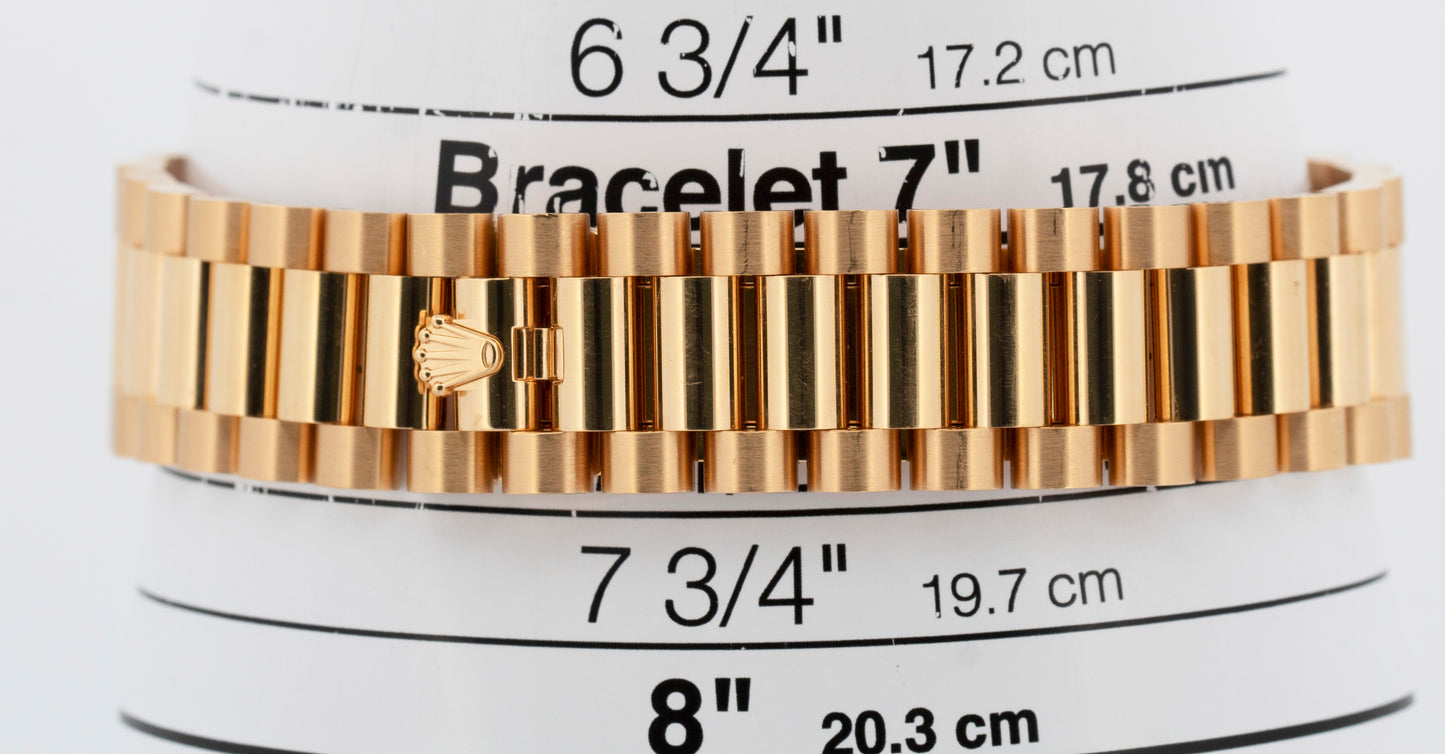 Rolex Day-Date President 18K Yellow Gold White 36mm Fluted Watch 128238