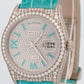 NEW 2025 PAPERS Rolex Day-Date PAVE DIAMOND TURQUOISE ROMAN 36mm 128159RBR BOX