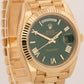 2025 PAPERS Rolex Day-Date President 40mm GREEN ROMAN 18K Yellow Gold 228238 BOX