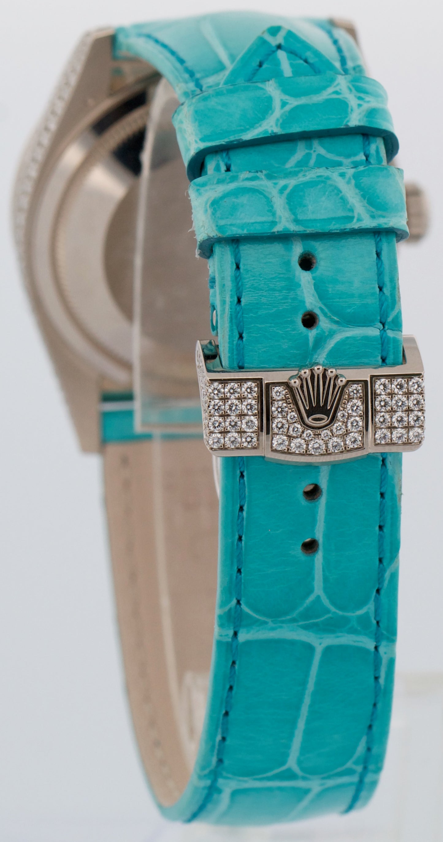 NEW 2025 PAPERS Rolex Day-Date PAVE DIAMOND TURQUOISE ROMAN 36mm 128159RBR BOX
