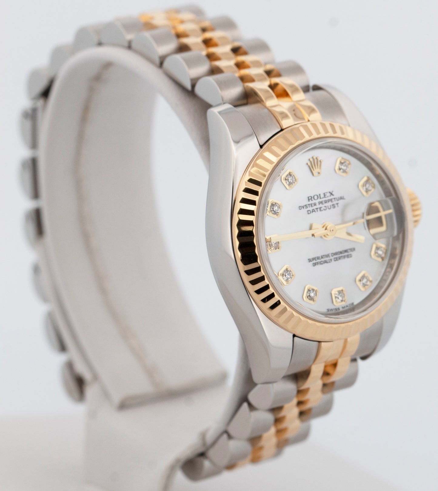 Rolex DateJust Two-Tone MOP DIAMOND Yellow Gold Steel Jubilee 26mm 179173 Watch