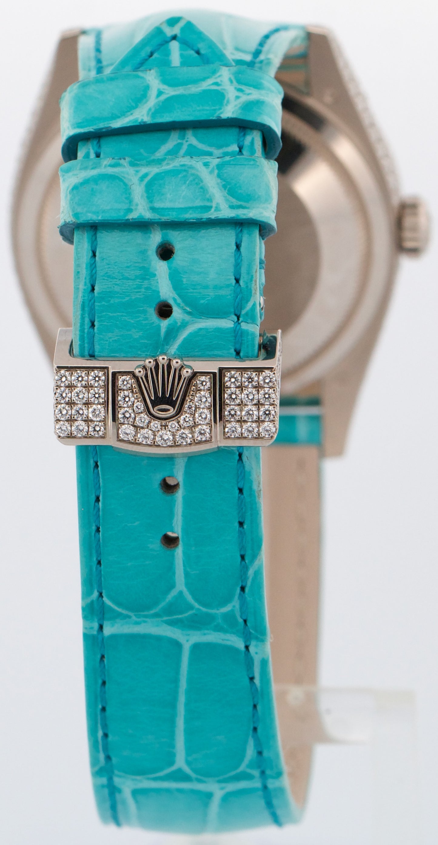 NEW 2025 PAPERS Rolex Day-Date PAVE DIAMOND TURQUOISE ROMAN 36mm 128159RBR BOX