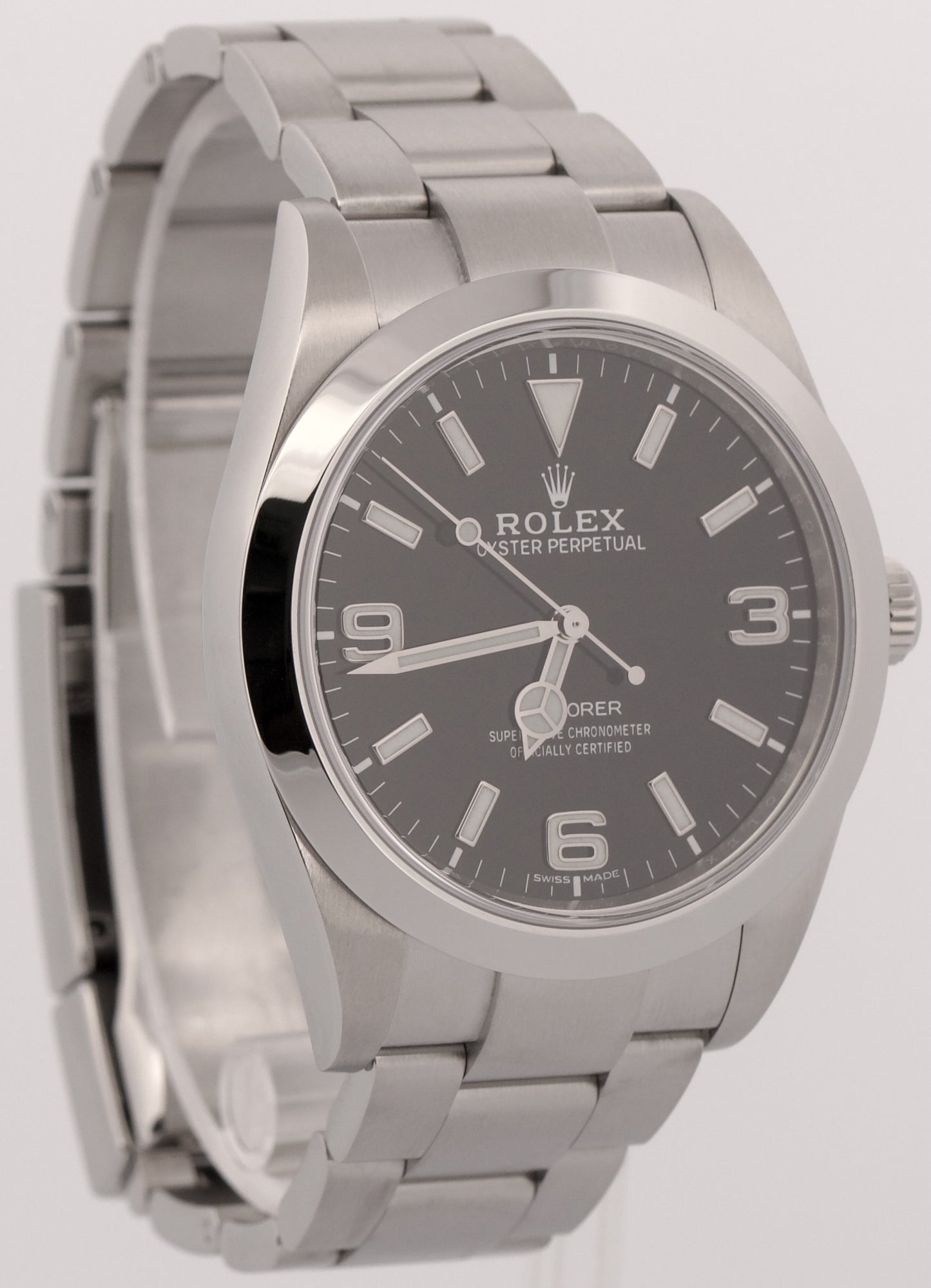 Rolex Explorer I Black Stainless Steel 39mm 3-6-9 MK2 Automatic Watch 214270 Box
