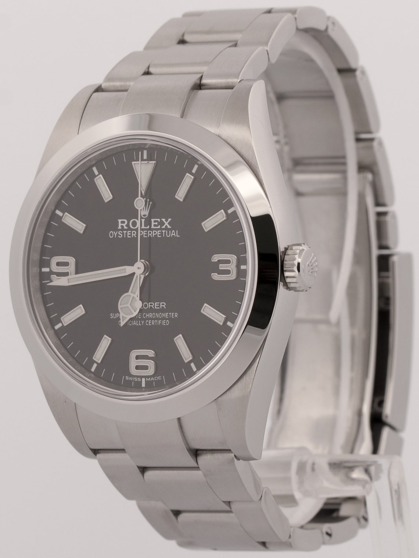 Rolex Explorer I Black Stainless Steel 39mm 3-6-9 MK2 Automatic Watch 214270 Box