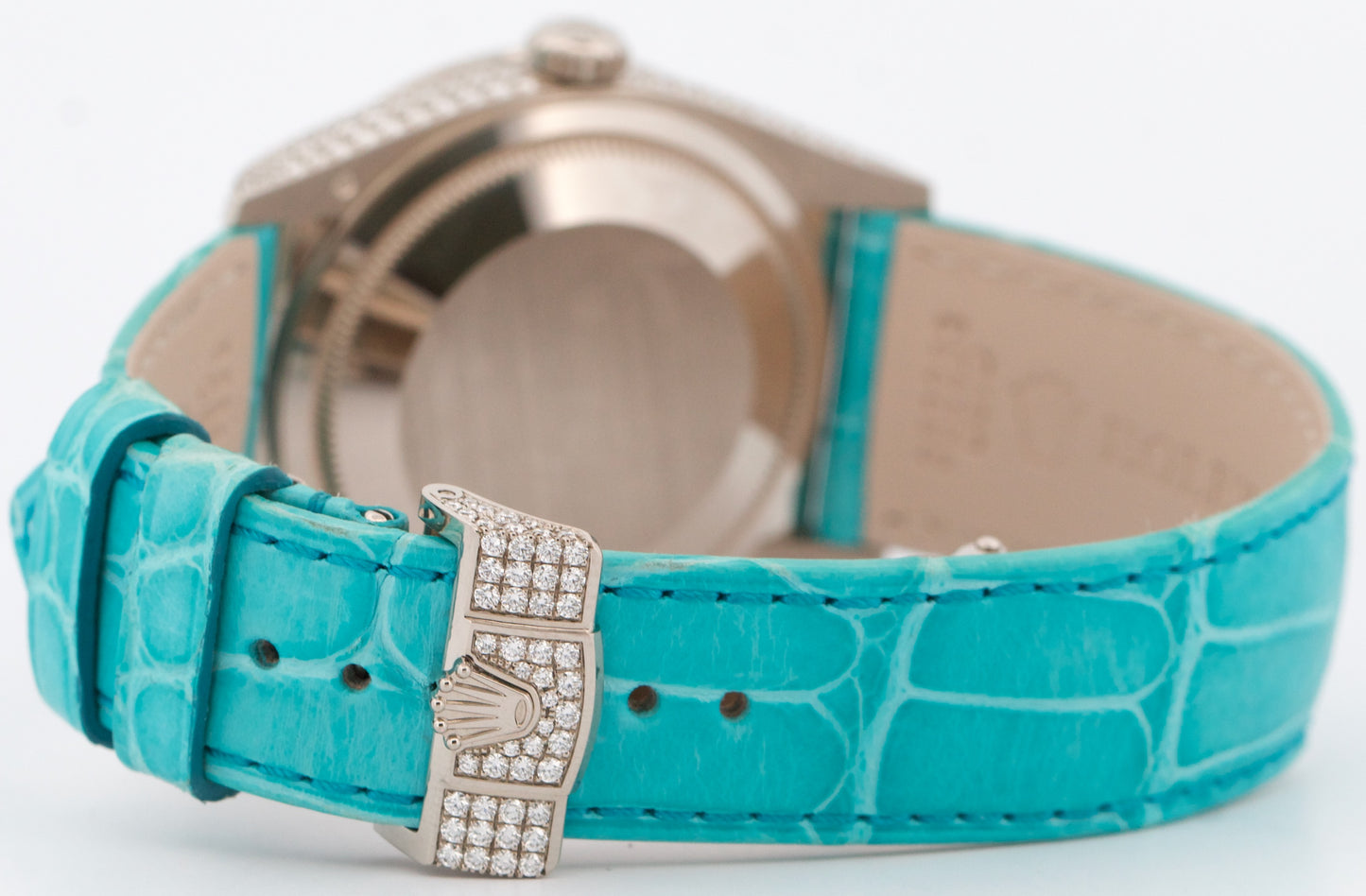 NEW 2025 PAPERS Rolex Day-Date PAVE DIAMOND TURQUOISE ROMAN 36mm 128159RBR BOX
