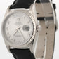 1999 Rolex Day-Date 36mm SILVER ROMAN 18K White Gold Fluted Leather Watch 18239