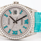 NEW 2025 PAPERS Rolex Day-Date PAVE DIAMOND TURQUOISE ROMAN 36mm 128159RBR BOX