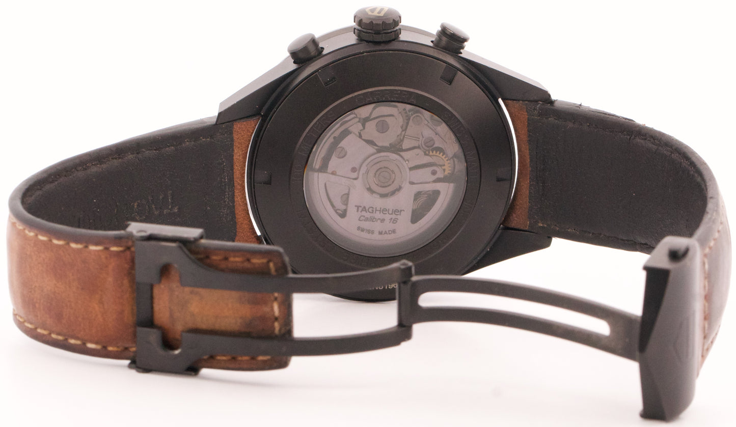 PAPERS Tag Heuer Carrera Chronograph BLACK 43mm PVD Titanium CV2A84.FC6394 BOX