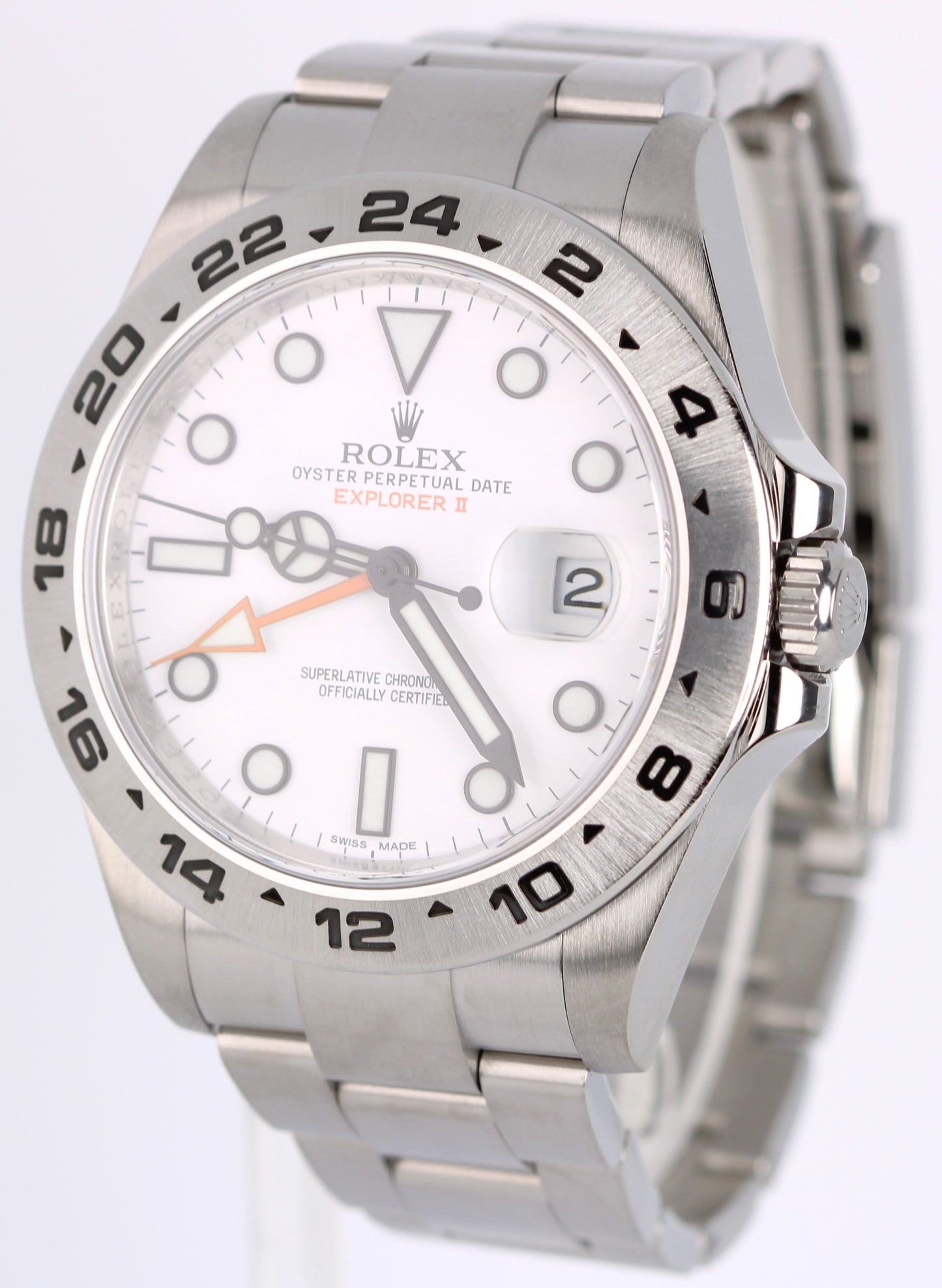 2016 PAPERS Rolex Explorer II Steel Polar White Orange 42mm 216570 Watch BOX