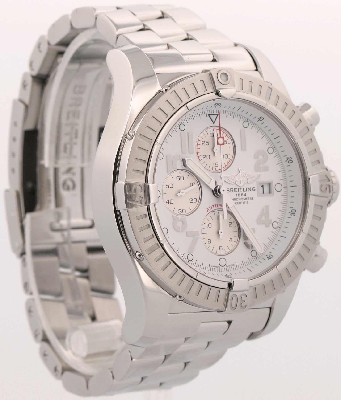 2013 Breitling Super Avenger Chronograph White 48mm Steel A13370 Box Papers