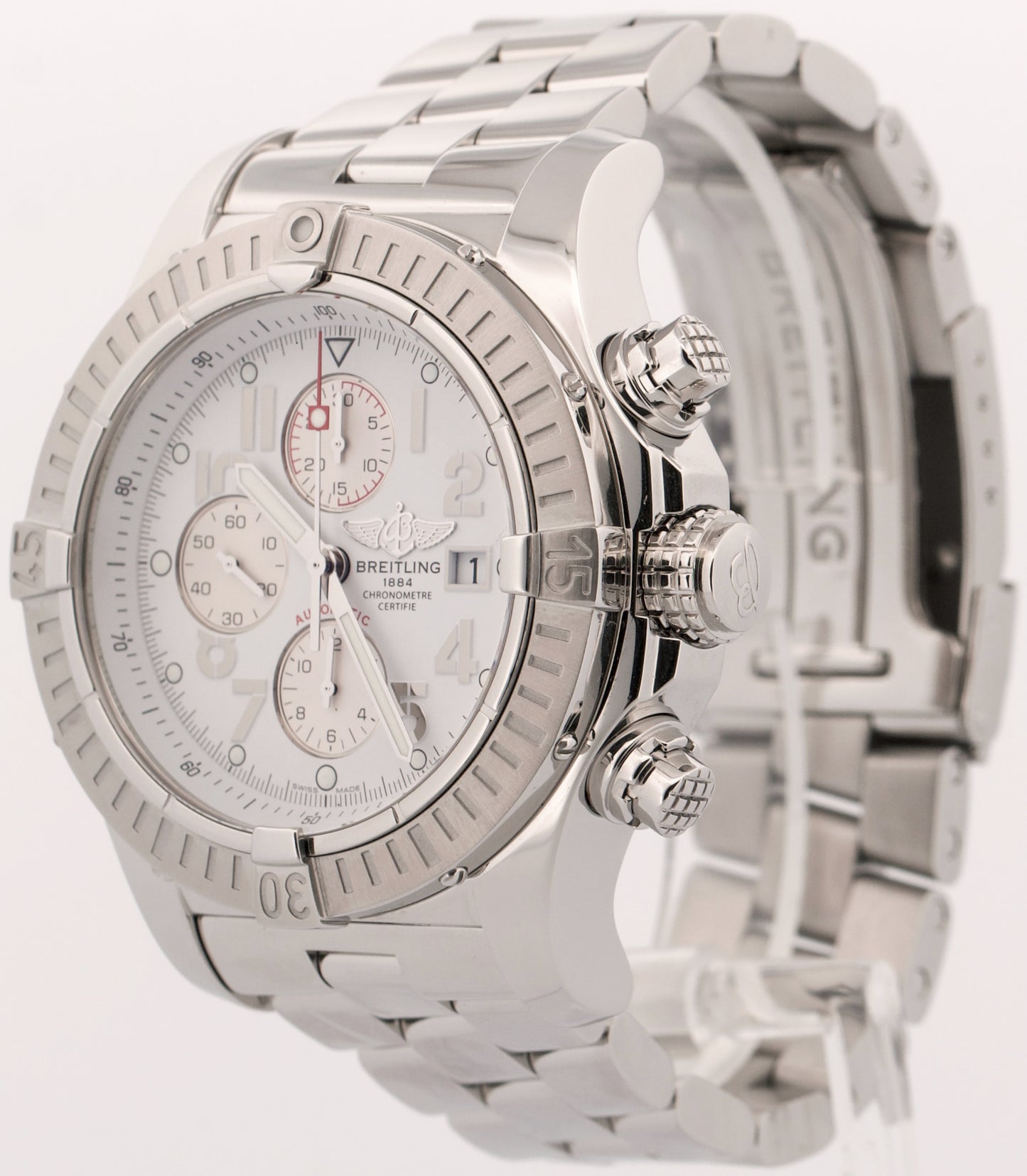 2013 Breitling Super Avenger Chronograph White 48mm Steel A13370 Box Papers