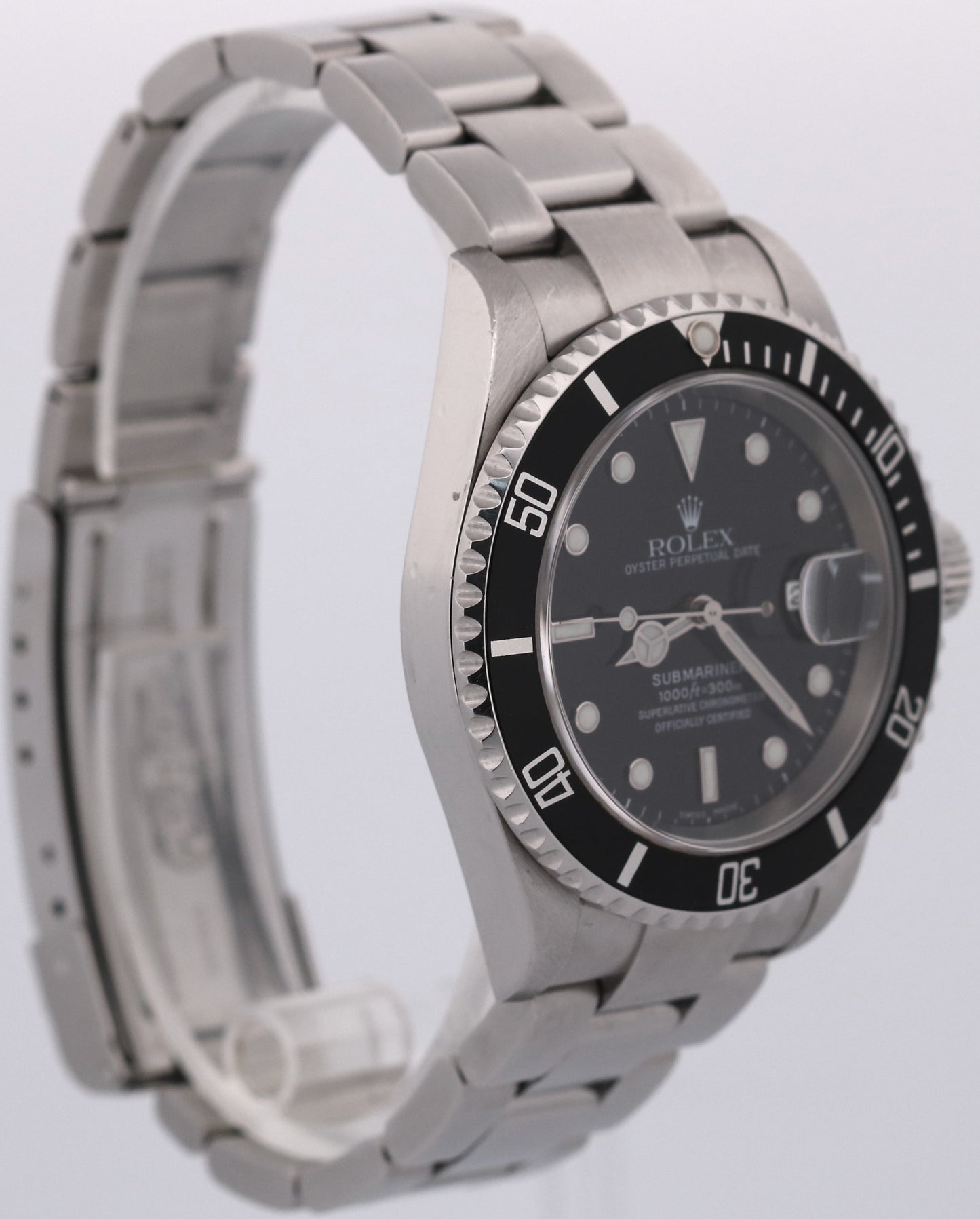 UNPOLISHED 2005 PAPERS Rolex Submariner Date BLACK Steel 40mm 16610 Watch BOX