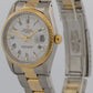 Rolex Oyster Perpetual Date 34mm WHITE ROMAN 18K Steel Engine-Turned 15233 Watch