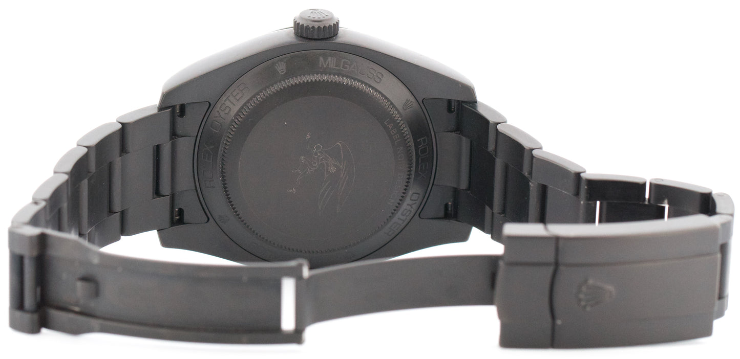 PAPERS Rolex Milgauss PVD BLACK Green 40mm LABEL NOIR Steel Watch 116400 BOX