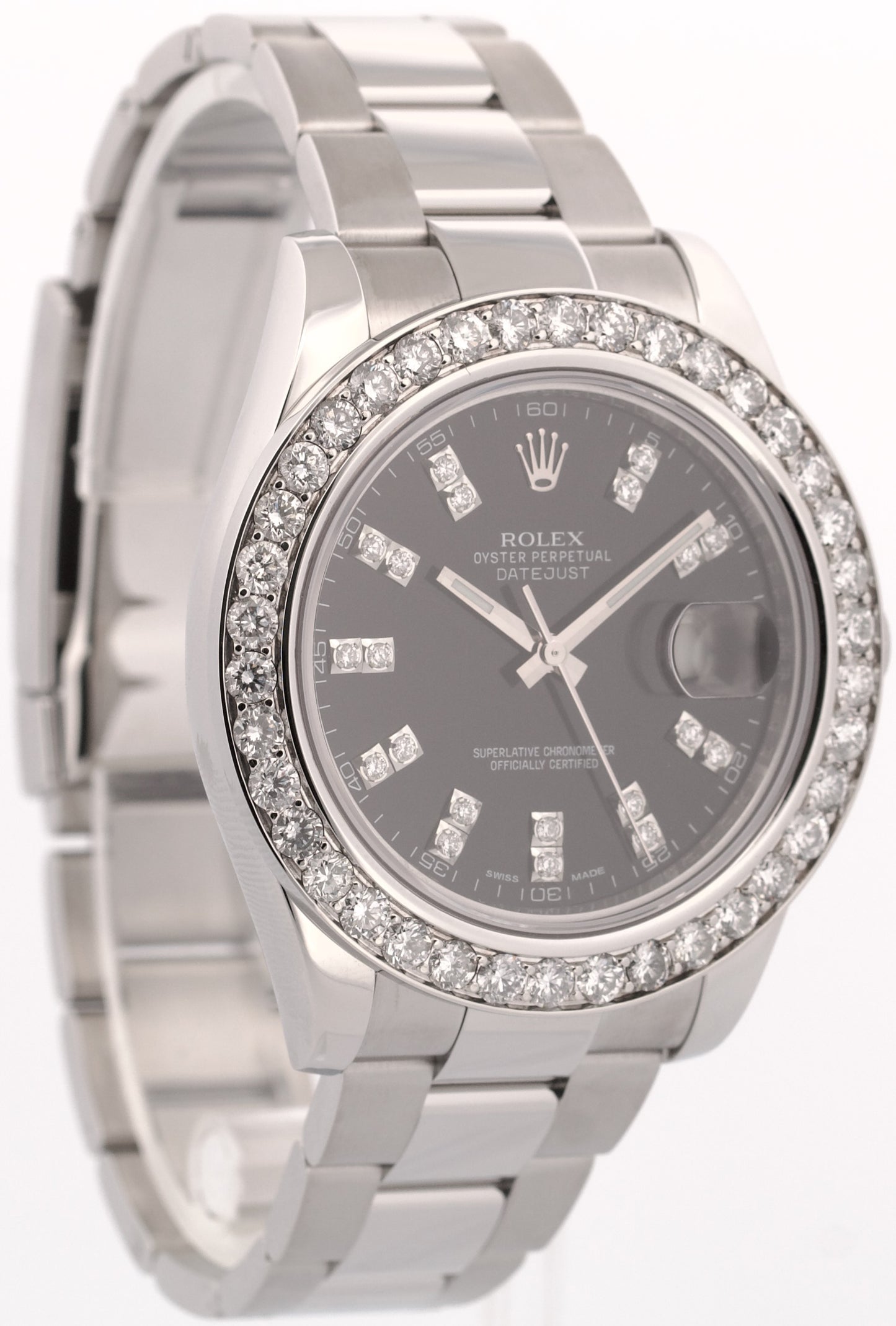 Rolex DateJust II BLACK DIAMOND BEZEL Stainless Steel 41mm Oyster 116334 Watch