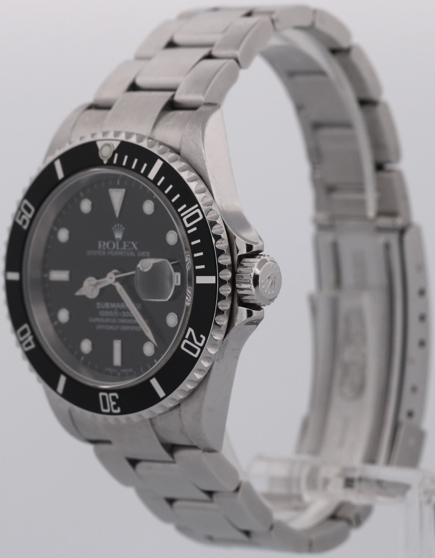 UNPOLISHED 2005 PAPERS Rolex Submariner Date BLACK Steel 40mm 16610 Watch BOX