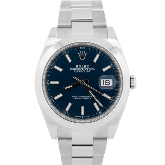 2022 PAPERS Rolex DateJust 41 BLUE Stainless Steel 41mm 126300 Watch BOX